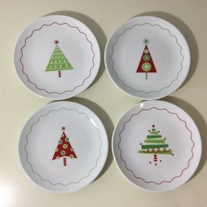 Crate & Barrel Christmas tree tidbit plates